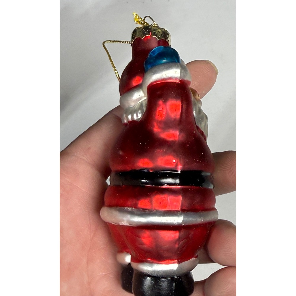 Christmas House Blown Glass Santa Claus Ornament Wreath Bag Hanging Decor VTG - Picture 2 of 10